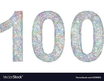 Colorful sketch anniversary design - number 100 vector image