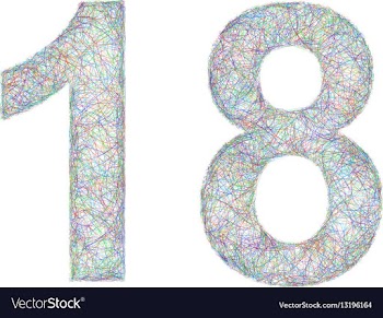 Colorful sketch anniversary design - number 18 vector image