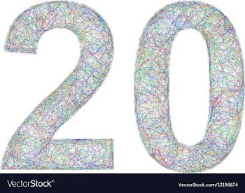 Colorful sketch anniversary design - number 20 vector image