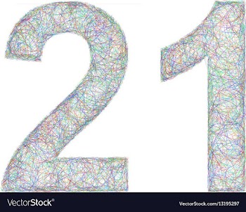 Colorful sketch anniversary design - number 21 vector image