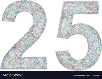 Colorful sketch anniversary design - number 25 vector image