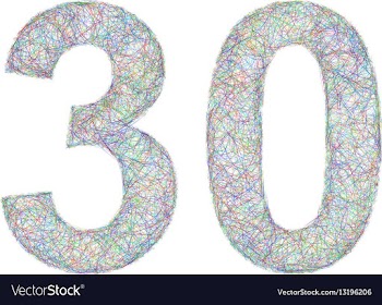 Colorful sketch anniversary design - number 30 vector image