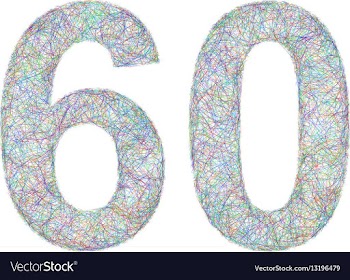 Colorful sketch anniversary design - number 60 vector image