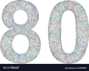 Colorful sketch anniversary design - number 80 vector image