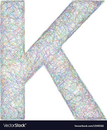 Colorful sketch font design - letter K vector image