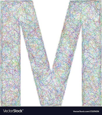 Colorful sketch font design - letter M vector image