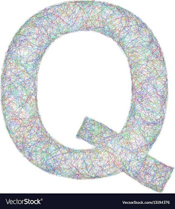 Colorful sketch font design - letter Q vector image