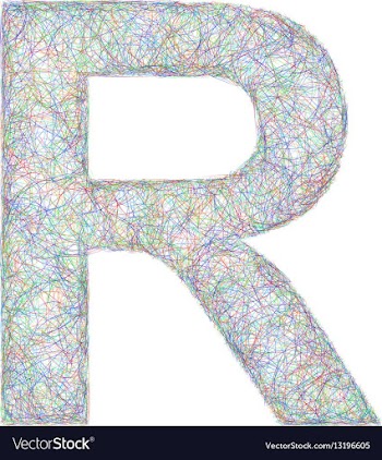 Colorful sketch font design - letter R vector image