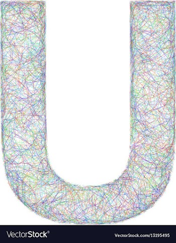Colorful sketch font design - letter U vector image