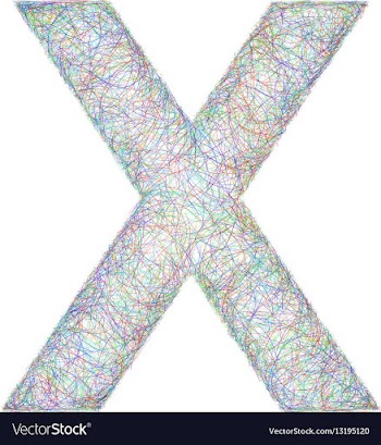 Colorful sketch font design - letter X vector image