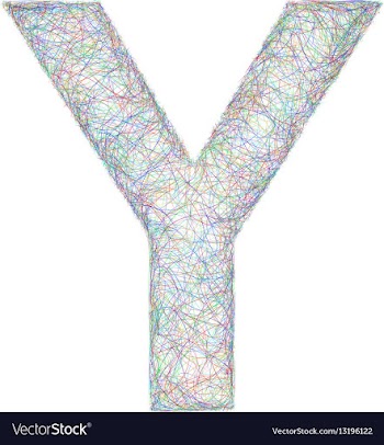 Colorful sketch font design - letter Y vector image