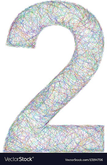 Colorful sketch font design - number 2 vector image