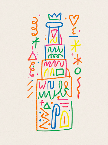 Colorful Sketch Illustration of a Wedding Cake