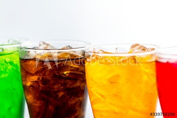 Colorful soda drinks macro shot