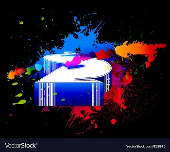 Colorful splatter with 3d arrow vector image