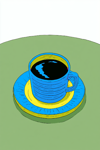 Colorful Steaming Coffee Cup on Saucer
