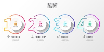 Colorful step business infographic with numbers Free Vector