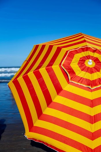 Colorful Striped Beach Umbrella