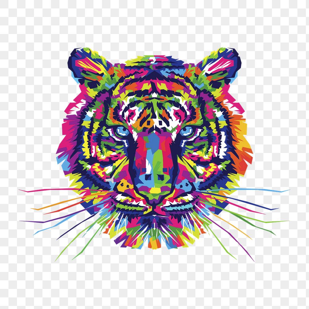 Colorful tiger png sticker, animal | Free PNG - rawpixel