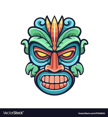 colorful tiki mask isolated