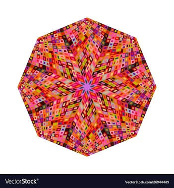 Colorful tiled mosaic polygon shape - ornamental vector image