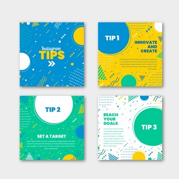 Colorful tips instagram post collection Free Vector