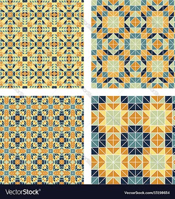 Colorful triangle mosaic pattern background set vector image