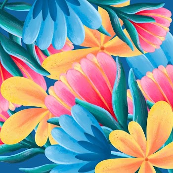 Colorful tropical flowers background, drawing | Free Photo Illustration - rawpixel