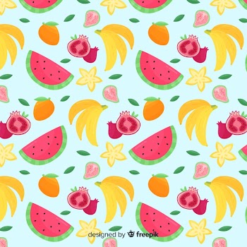 Colorful tropical fruits pattern Free Vector
