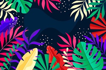 Colorful tropical leaves background Free Vector