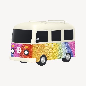 Colorful van collage element, 3D | Free PSD - rawpixel