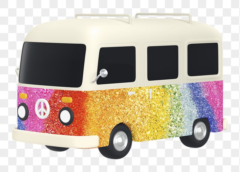 Colorful van png sticker, 3D | Free PNG - rawpixel