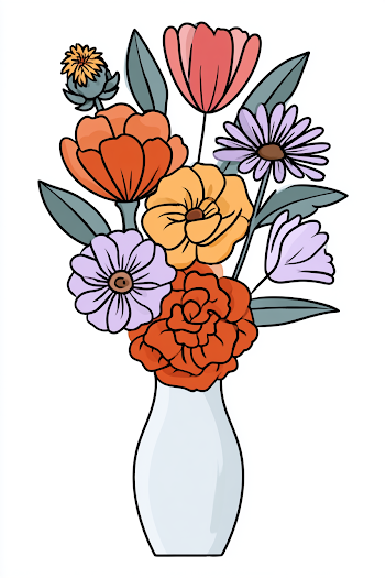 Colorful Vase of Flowers
