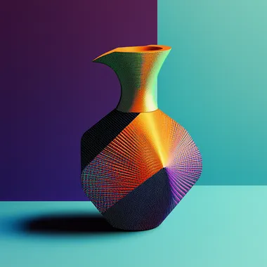 Colorful Vase on Table in Living Room: Vibrant Home Decor Accent Colorful Vase on Table in Living Room: Vibrant Home Decor Accent