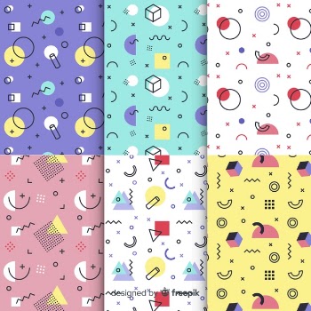 Colorful wallpaper with memphis pattern Free Vector