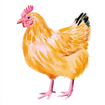 Colorful Watercolor Chicken Illustration