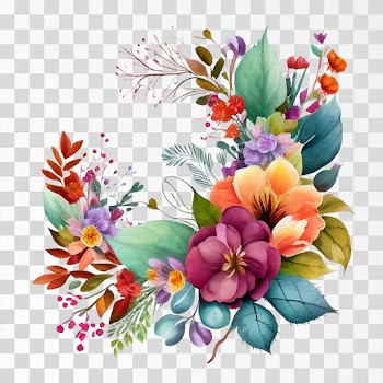 Colorful Watercolor Flowers Arrangement Decoration For Wedding Or Greeting Card Composition PNG Picture