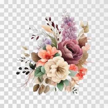 Colorful Watercolor Flowers Arrangement Decoration, PNG transparent background