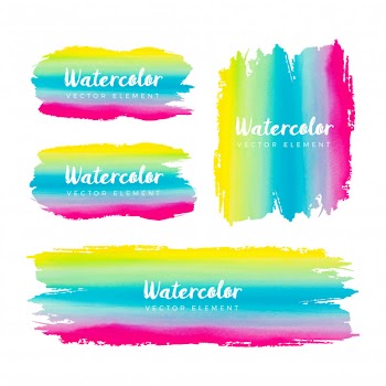 Colorful watercolor grunge brush frame collection Free Vector