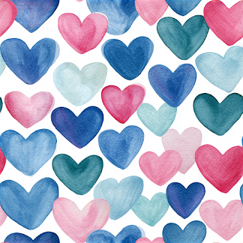 Colorful Watercolor Hearts Pattern