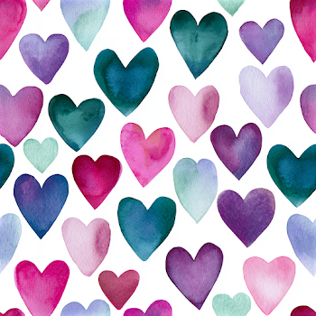 Colorful Watercolor Hearts Pattern