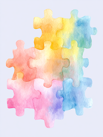 Colorful Watercolor Puzzle Pieces