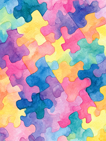 Colorful Watercolor Puzzle Pieces