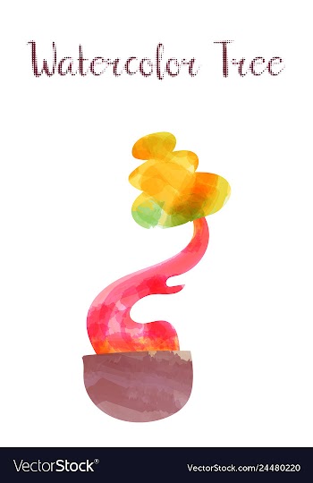 Colorful watercolor tree background vector image