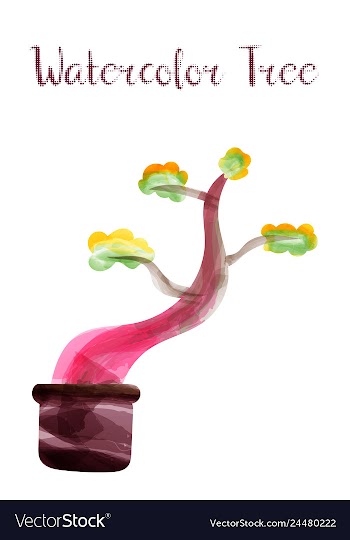 Colorful watercolor tree background vector image
