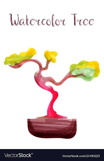 Colorful watercolor tree background vector image