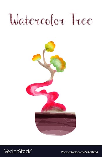 Colorful watercolor tree background vector image