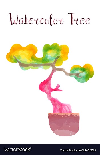 Colorful watercolor tree background vector image