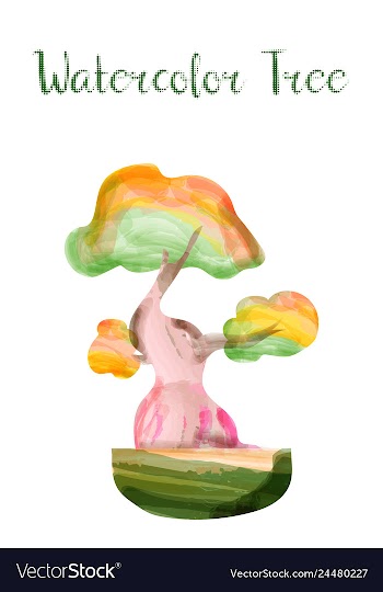 Colorful watercolor tree background vector image