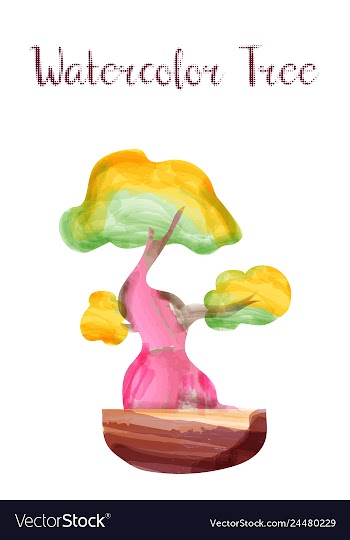 Colorful watercolor tree background vector image